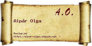 Alpár Olga névjegykártya