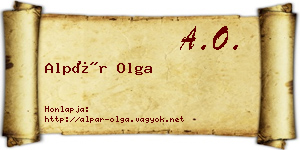 Alpár Olga névjegykártya